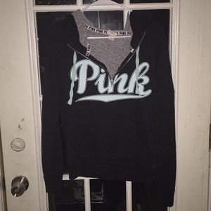 Black and Mint Green Half Zip Hoodie